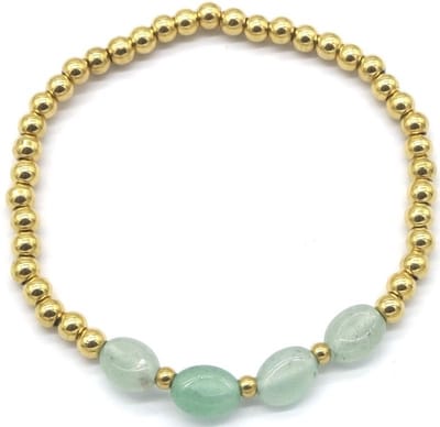 Kralenarmband - kralen - armband - elastiek - sieraad - accessoire - goudkleurig - groen - hip - trendy - tijdloos - geschenk - cadeau - feest - feestdagen - verjaardag - dames - vrouwen - unisex – heren