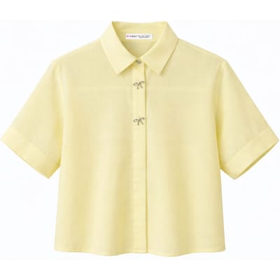 Korte Mouw Cropped Shirt met Stenen Accessoires