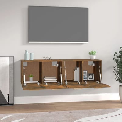 vidaXL - Wandkasten - 2 - st - 60x36,5x35 - cm - bewerkt - hout - gerookt - eikenkleurig