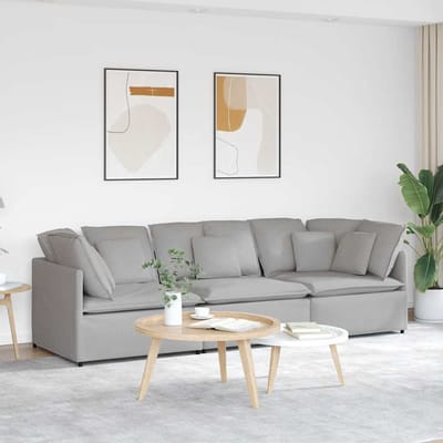 vidaXL Modulaire bank met kussens stof wolk grijs