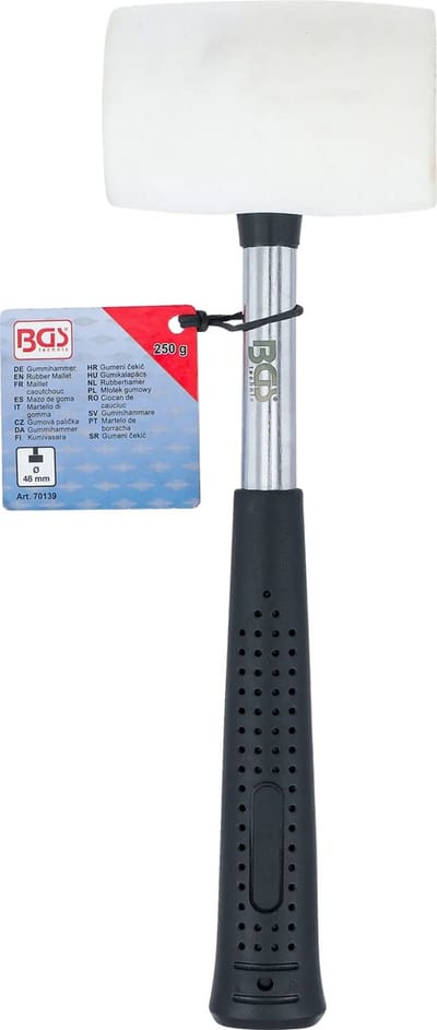 BGS Rubberhamer - metalen steel - witte kop - Ø 48 mm - 250 g