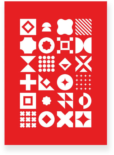 Poster 20x30 cm - Geometrische Vormen - Rood - Wit - Abstract - Vintage - Muurdecoratie - Wanddecoratie