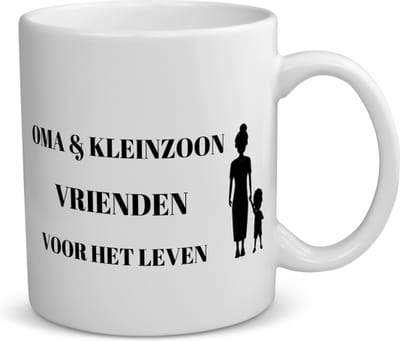 Akyol - oma en kleinzoon vrienden voor het leven koffiemok - theemok - Vriend - oma/kleinzoon - oma cadeautjes - cadeau - kado - geschenk - kleinzoon verjaardag - kleinzoon artikelen - 350 ML inhoud