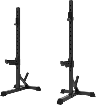 Tunturi SS60 Haltersteunen - Squat Standaard voor lange halters - Home gym tot 200kg belastbaar - In hoogte verstelbaar - Halterrek