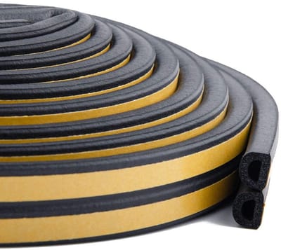 TOVBMUP Tochtstrips voor deuren en ramen - Tochtstrips - Zelfklevende schuimtape - D-vorm 9 mm x 6 mm/6m - Zwart