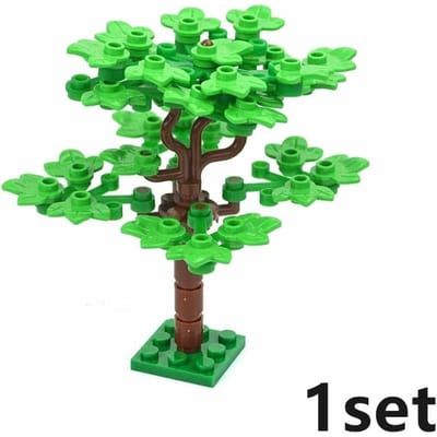 MOC Brique Usine Arbre DIY Forêt Pièces Tronc Palmier Feuille de Pin Axé sur l'Apprentissage Blocs de Construction Figurines Noël Présentant Plaque Jouet Enfant