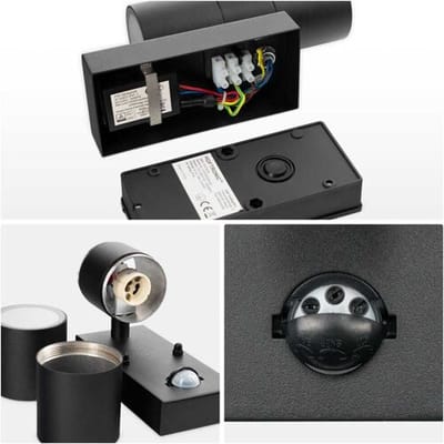 Blenda wandlamp - Zwart - Bewegingsmelder en schemerschakelaar - IP44 spatwaterdicht - Up & Downlight voor buiten - Exclusief GU10 lichtbronnen