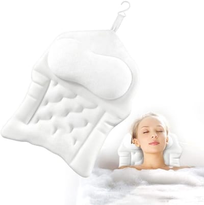 Comfortabel Badkussen met Zuignappen, Ondersteunt Hoofd en Schouders, Ademend 4D Air Mesh, Perfect voor Thuisgebruik, 35 x 50 cm, Relaxen in Bad