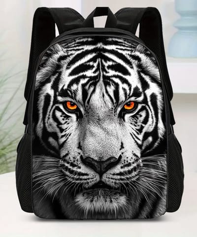 Sneeuw Tijger Rugzak | Witte Tijgerpatroon Rugtas | Witte Tijger Rugzak | Sneeuwtijger Rugzak | Gave Rugzak | Dieren Rugzak | Rugzak Meisjes | Rugzak Jongens | Mooie rugzakken met Tijger | 15 - 20 liter | Kinder Rugzak