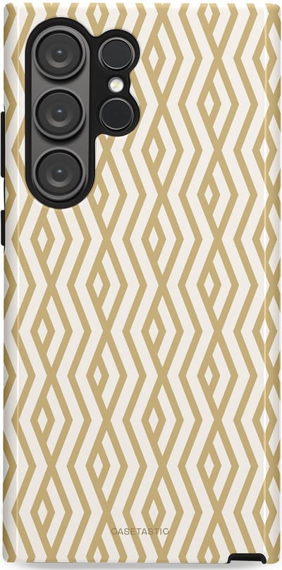 Casetastic Hoesje Geschikt voor Samsung S23 Ultra - Stijlvolle Beschermende Duo-layer Case - Art Deco Goud