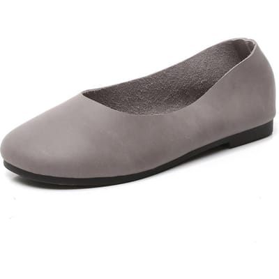 Eenvoudige Zen Literaire Handgemaakte Leren Zachte Zool Oma Schoenen Dames Platte Zool Lage Instap Moederschoenen Vier Seizoenen Enkele Schoenen 40 grijs