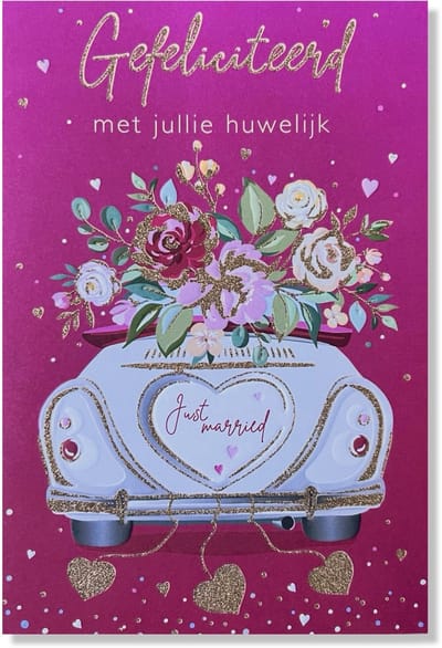 Gefeliciteerd met jullie huwelijk wenskaart - 12x17cm - Gevouwen kaart inclusief envelop - Huwelijkskaart