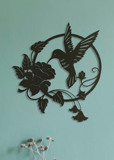 Wanddecoratie dieren | Kolibrie rond frame - XL (72x80cm)