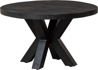 Mangohouten Salontafel Glendale Black 70 cm Mahom Industrieel - Kleine tafel van Mangohout & Metaal - Industriële Huiskamertafel