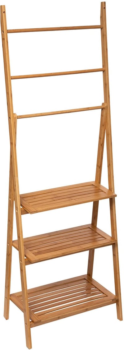 Handdoekenrek bamboe 3-laags rekken en 3 legplanken Hoogte 152 cm | Multifunctioneel