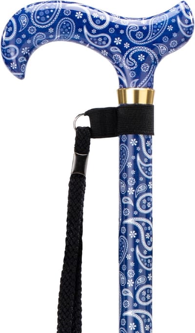 MultiMotion Premium wandelstok met volledige blauwe paisley print