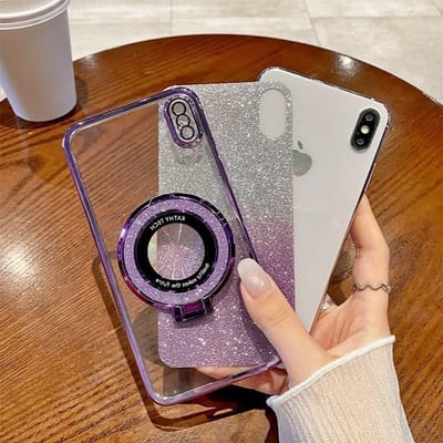 Case voor Xiaomi 14T met Sequin Design, Siliconen, Verstelbare Stand en Schokbestendig Luxe Bescherming in Roségoud
