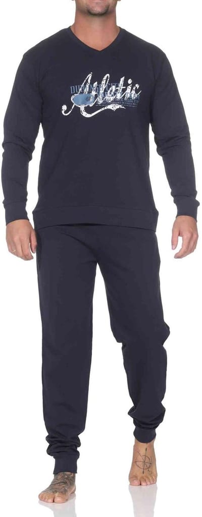 Normann herenpyjama met lange mouwen en print op de voorkant in een elegante look
