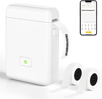 TIM® Labelmaker - Laberprinter - Draagbare Laberprinter - Bluetooth - Compact- Wit- 11cm x 8cm x 3cm