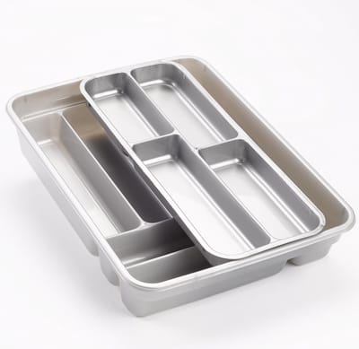 Plasticforte Bestekbak - zilverkleurig - 10-vaks - 2 lagen - besteklade - organizer