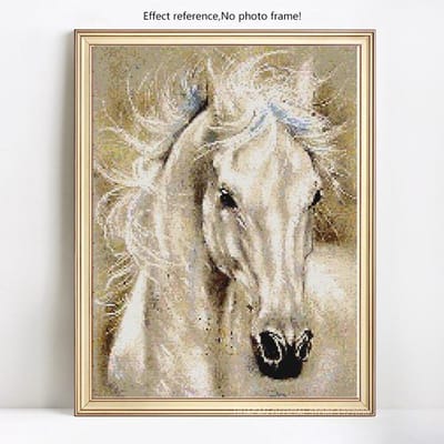 5D DIY diamant schilderij volledige ronde diamant borduurwerk mozaïek dier paard foto 20X30CM beige