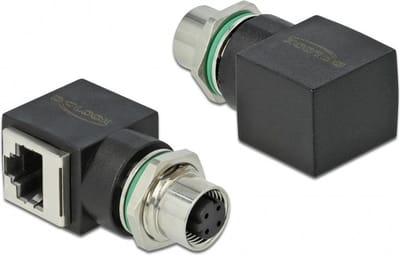 M12 4-pins D-gecodeerd (v) - RJ45 (v) industriële netwerkadapter - Profinet / TPU
