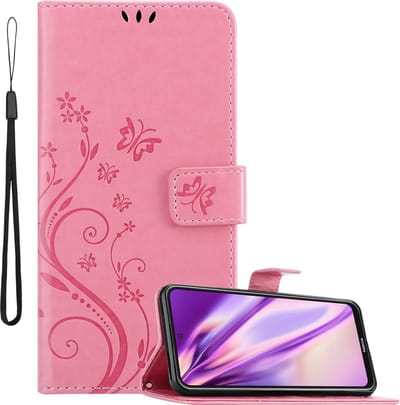 Cadorabo Hoesje geschikt voor Nokia X10 / X20 in BLOEMEN ROZE - Beschermhoes in bloemmotief met magnetische sluiting, standfunctie en kaartsleuven Book Case Cover Etui