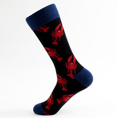 Sokken Heren - zwart - blauw - leuke print kreeft - maat 40 - 45 - cadeau voor hem - geschenk man - gift