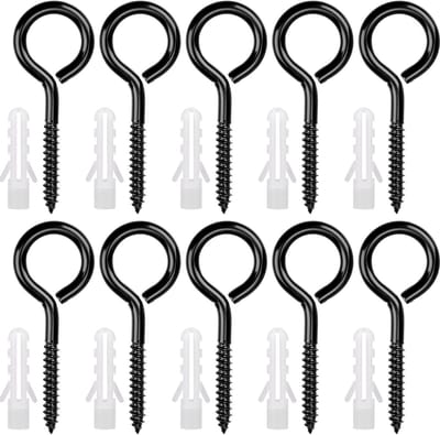 Set van 10 RVS Oogschroeven M6 x 80 mm - Sterke Bevestigingshaken voor Hangmatten, Zonneschermen en Plantenhangers