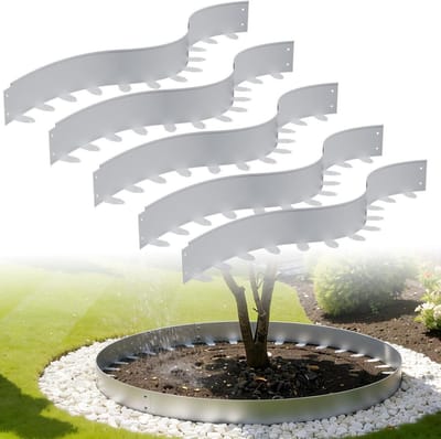 Gazonrand Metaal - Bloembakrand Tuinafscheiding - Tuinieren en Landschapsvorming - Flexibel en Vormbaar - 100 cm x 10 cm - Zilver