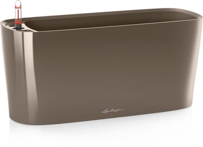 LECHUZA DELTA PREMIUM 20 - Plantenbak - met uitneembare binnenbak - met bewateringssysteem - ALL-IN-ONE set met LECHUZA-PON - hoogglans taupe