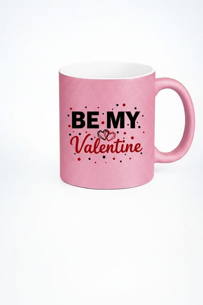 Roze Glitter Valentijnsmok - 'Be My Valentine' Beker - Romantisch Liefde Cadeau