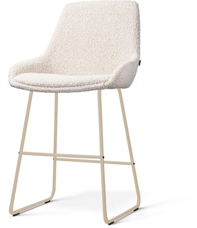 Nolon Nino-Isa Barkruk Bouclé Beige - Beige Onderstel - 65 Cm - Barstoel - Scandinavisch - Stoffen - Kookeiland - Crème