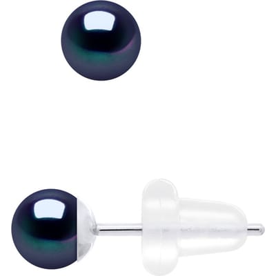 Oorbellen in Wit Goud 750 - Echte Cultiveerde Zoetwaterparels Rond 4-5 mm