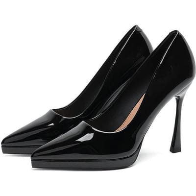 Effen Kleur Lakleer Sexy Super Hoge Hak Platform Damesschoenen Nieuwe Puntige Stiletto Hak Hoge Hakken 40 zwart