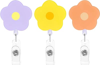 Set van 3 Schattige Uitbreidbare ID Kaarthouders met Naamclip en Kleurige Sleutelhangers voor Verpleegkundigen en Docenten