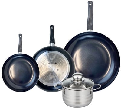 Set van 3 Koekenpannen 20, 24 en 32 cm en 1 braadpan 16 cm Elo Prima Brillant