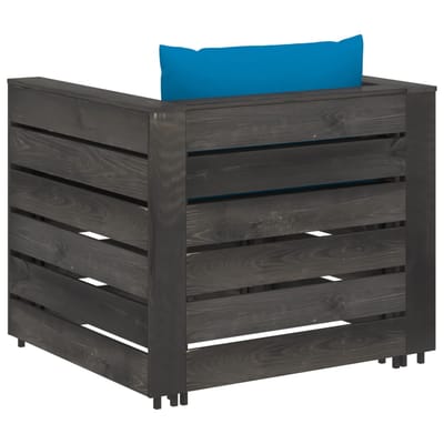vidaXL - 2-delige - Loungeset - met - kussens - grijs - geïmpregneerd - hout
