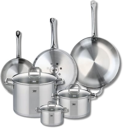 Set van 3 Koekenpannen 24, 28 en 32 cm en 3 kookpotten 14, 20 en 26 cm Elo Profi Citrin