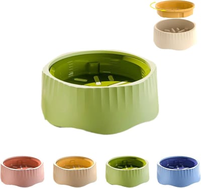 2-in-1 converteerbare slowfeeder voerbak - normale en slowfeed-stand - gaswerend - antislip ontwerp - verstikkingsveilige slowfeeder - geschikt voor kleine en middelgrote katten, puppy's en andere huisdieren - groen