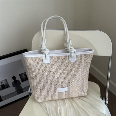 Nieuwe Grote Capaciteit Tote Bag voor Strandvakantie Eenvoudige Schoudertas voor Dames in de Zomer Casual Strandtas gray
