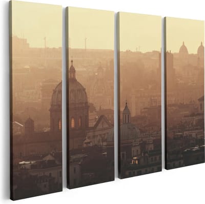 Artaza Canvas Schilderij Vierluik Rome Stad bij Zonsopgang - 80x60 - Foto Op Canvas - Canvas Print