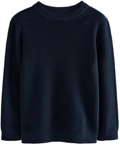 Next - Jongens - Gebreide katoenen trui met ronde hals - Blauw