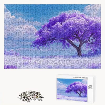 Houten Puzzel - 1200 Stukjes - Ontspanning en Decoratie - Precisie Gesneden - 75 x 50 cm - Paars