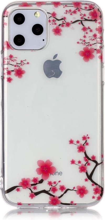 Peachy Bloemen Roze Takken Natuur Hoesje Case TPU geschikt voor iPhone 11 Pro - Transparant