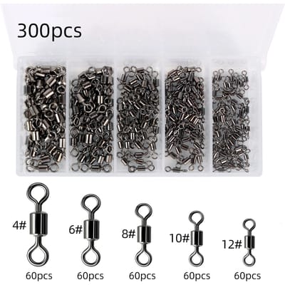 500 stuks Roterende Barrel Vis Swivel Roestvrij Staal Vislijn Connector Swivels Visgerei 300