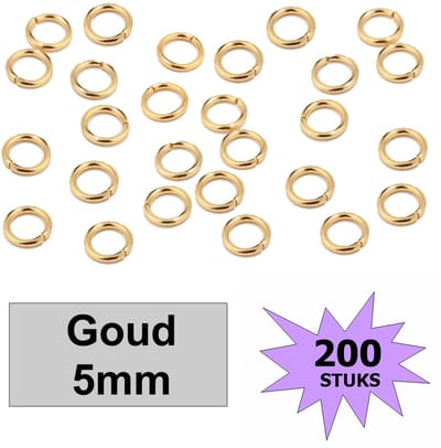 Fako Bijoux® - Oogjes - Ringetjes - Sieraden Maken - Goudkleurig - 5mm - 200 Stuks