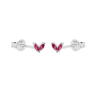 Karma Oorknoppen Tiny Double Leaves Ruby