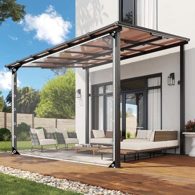Transparant Zeildoek Gordijn - PVC Zijpaneel - Buiten Leven - Met Rits Toegang - 2 x 2.5 m - Transparant