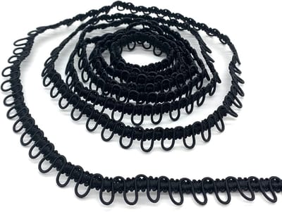 Elastic Buttonhole Touw 4.5 Meter - Dames Kraag Gesp Kant Decoratie in Zwart, Perfect voor Mode en Accessoires